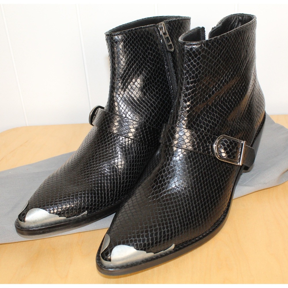 Zadig & Voltaire Women's Black Tylow Ankle Mirror Leather Boots Size 41 NIB - Picture 2 of 12